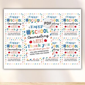 School Counseling Week Gift Tag, Printable Counselor Appreciation Week Treat Bag Tag, National School Counseling Staff Thank You Card image 3
