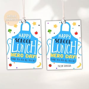 School Lunch Hero Day Gift Tag: Staff Appreciation Printable (PDF)