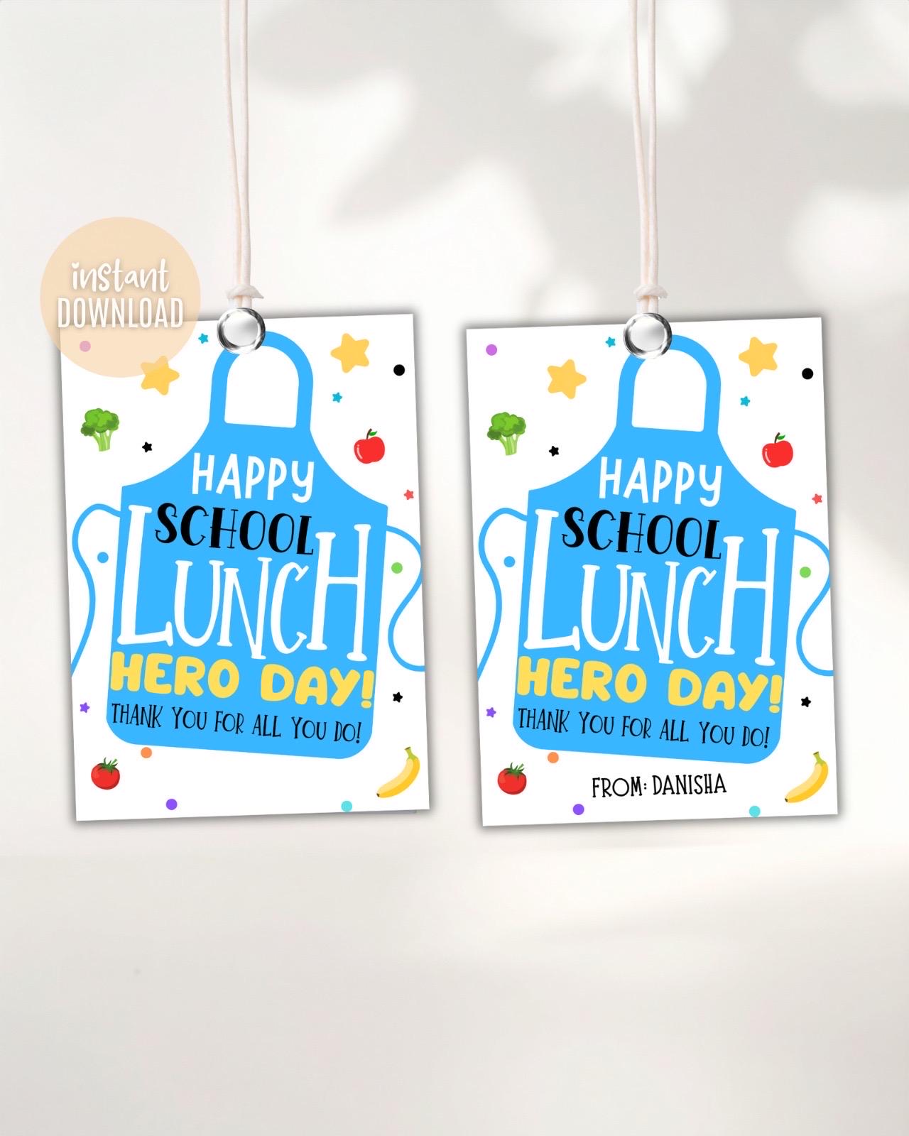 School Lunch Hero Day Gift Tag: Staff Appreciation Printable (PDF) - Etsy