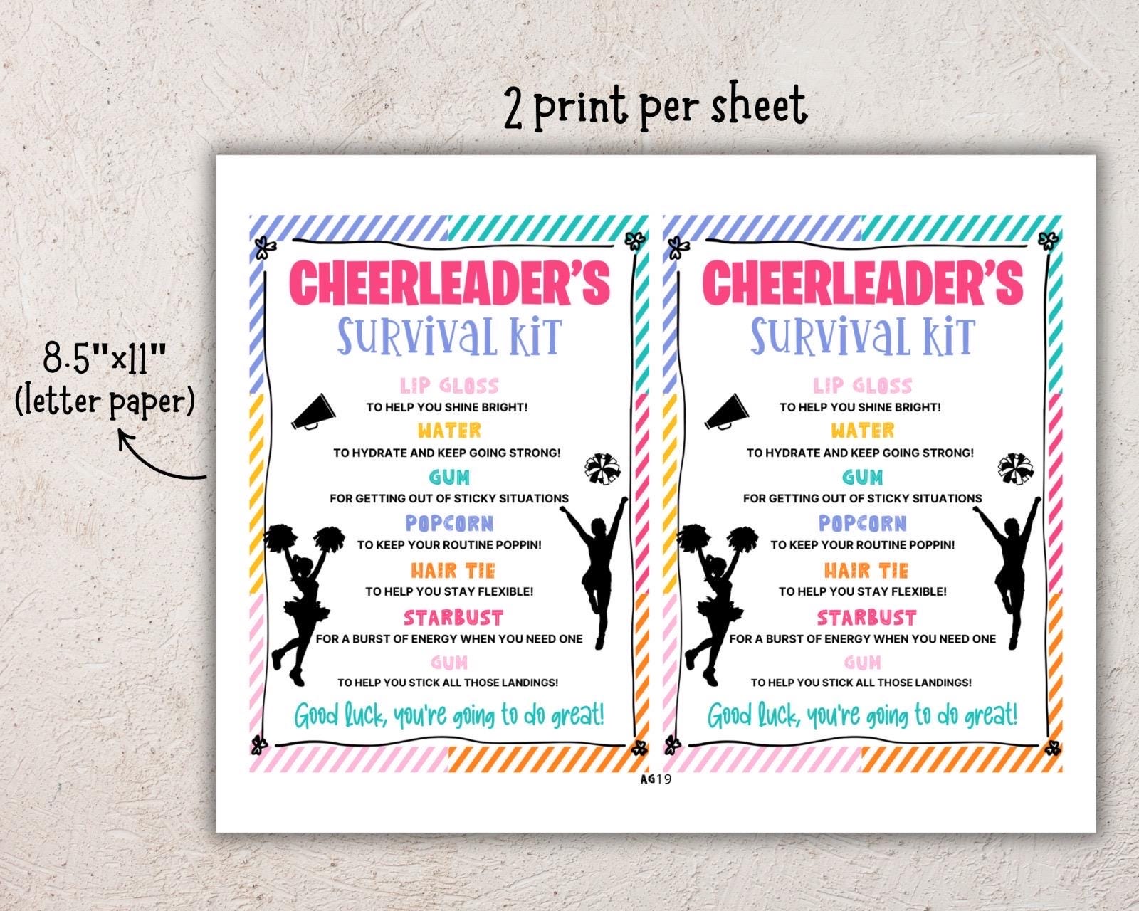 EDITABLE Cheer Survival Kit Printable, Gift Bag Idea, Printable Cheer ...