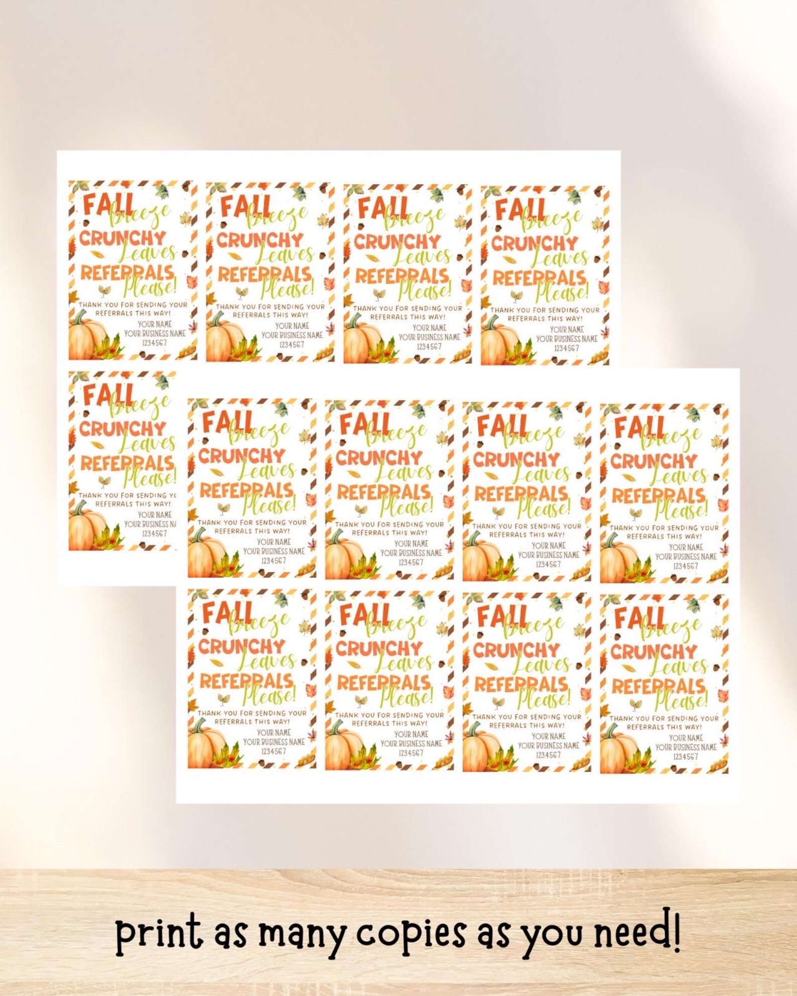 Fall Referral Pop by Tag: Printable Marketing Template (digital ...