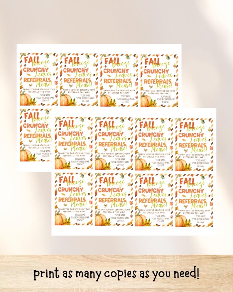 Fall Referral Pop by Tag: Printable Marketing Template (digital ...