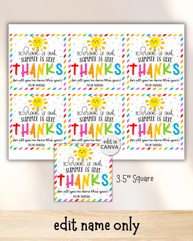 School is Out Summer is Here Teacher Appreciation Tags, Printable End ...