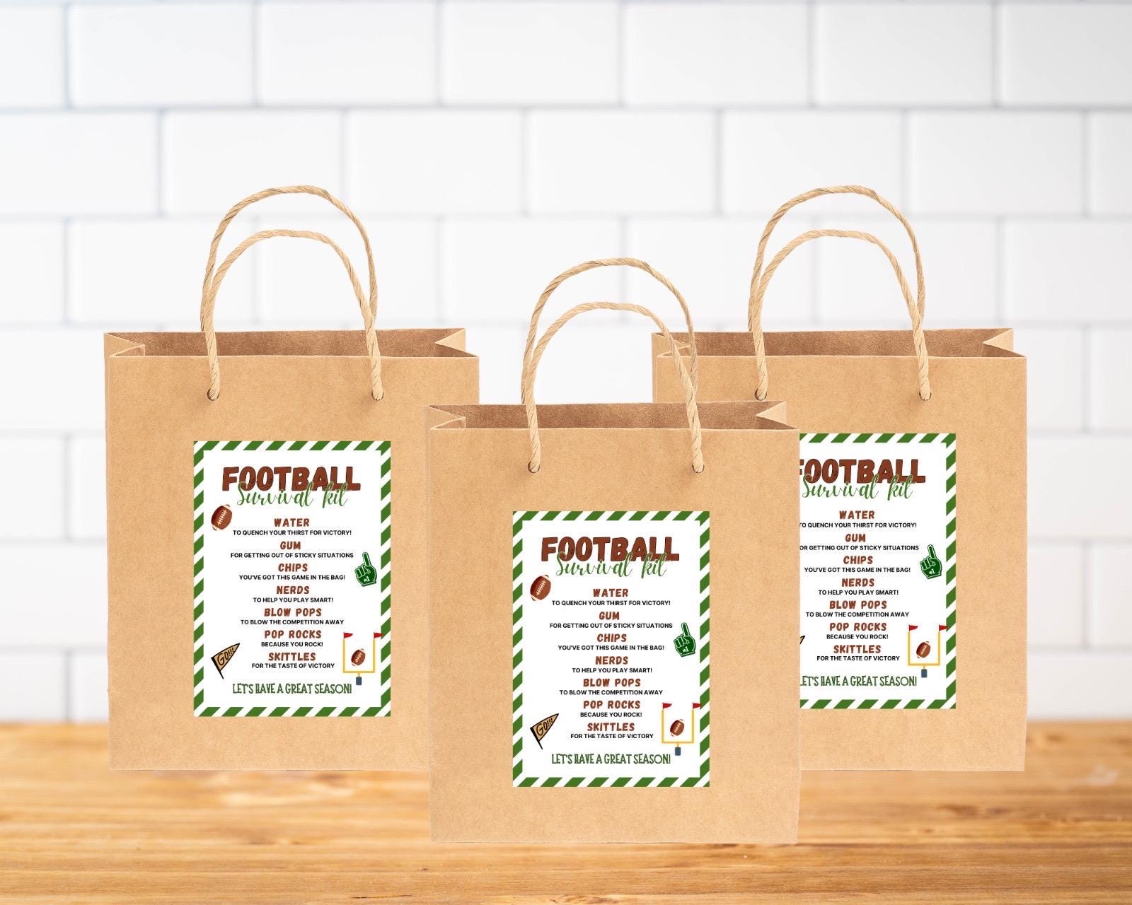 EDITABLE Football Survival Kit Printable, Gift Bag Printable, Printable ...