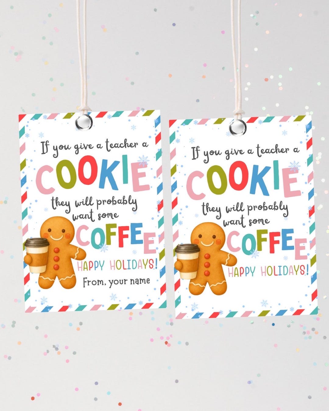 Teacher Appreciation Coffee Tag, Printable Cookie Gift Tag (digital ...