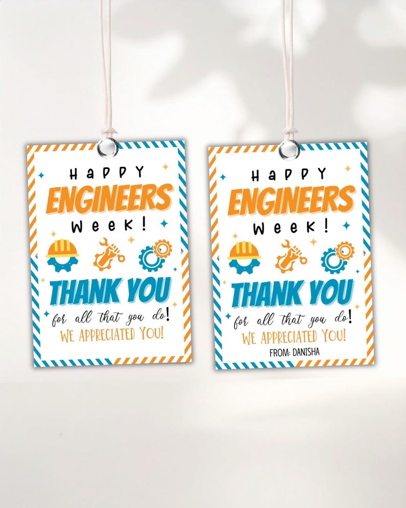 Thanks Engineers Engineers Week Treat Bag Tag: Thank You Gift (PDF) - Etsy