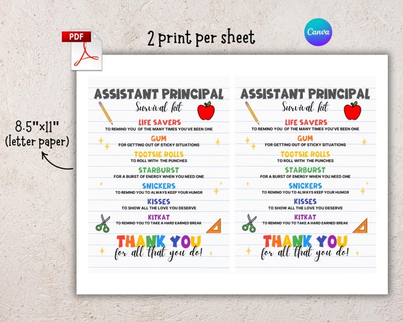 Assistent Schulleiterin Survival Kit Anhänger: Wertschätzung Geschenkkarte (digitaler Download) Bild 3