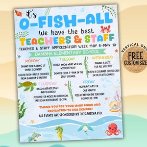 EDITABLE Under The Sea Teacher Appreciation Week Itinerary, You are Sun-sational, Watercolor Ocean Beach Theme Schedule Events