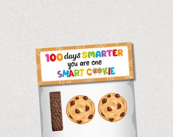 100 dagar i skolan-presentpåse: En smart kaketikett (digital nedladdning)