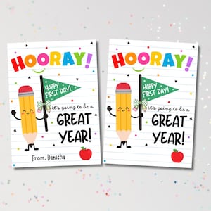 Happy First Day of School Tag, Back To School Cookie Tag, Printable Class Favors, Teacher Gift Tag, School Staff Treat Tag, Instant Download