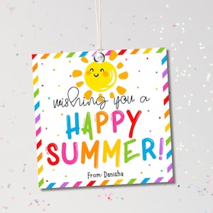 Happy Summer Tag zum Ausdrucken wünschen Ihnen einen schönen Sommer Geschenkanhänger für Klassenkameraden und Lehrer Geschenkanhänger zum Jahresende Sommergeschenk für Freunde