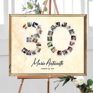 NEW! 30th Birthday Photo Collage, Number 30 Anniversary Gift, Personalized Gift Idea for Him, Party Wall Art Decor Idea, DIGITAL FILE!