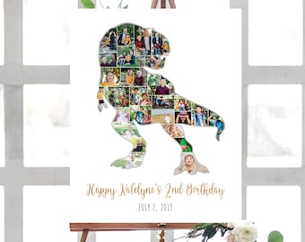 DINOSAUR Photo Collage, Dinosaur Photo Gifts, Dinosaur Party Decoration, Anniversary Gift for Son, Custom Photo Collage, DIGITAL FILES!