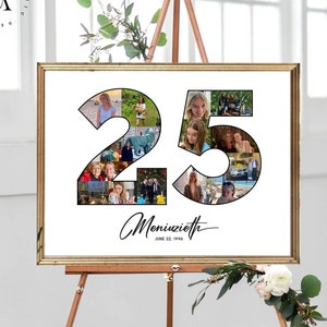 25th Birthday Photo Collage, Number 25 Picture Collage, Custom Collage Gift for Daughter, 25th Birthday Decoration, DIGITAL 25 Photo Poster