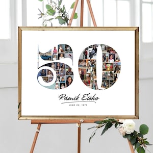 50th Birthday Photo Collage, Number 50 Picture Collage for Anniversary Party Decoration, 50th Birthday Picture Gift for Her, DIGITAL FILES!