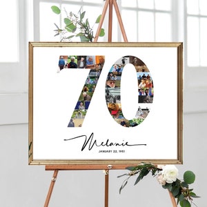 ¡NUEVO! Collage de fotos de cumpleaños número 70, collage de fotos número 70, regalo de aniversario 70, arte de collage personalizado 70, decoración de fiesta 70, ARCHIVOS DIGITALES!