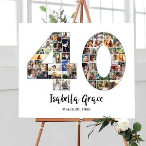 Collage de photos pour 40e anniversaire, cadeau d'anniversaire numéro 40, idée cadeau personnalisée pour lui, collage de photos personnalisé pour elle, fichiers numériques !