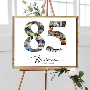 85th Birthday Photo Collage, 85 Collage Gift Idea for Her, 85 Number Picture Collage, 85 Anniversary Photo Art, 85 Party Decor DIGITAL FILE!