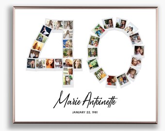 NOUVEAU! Collage de photos de 40e anniversaire, cadeau d’anniversaire numéro 40, idée de cadeau personnalisée pour mari, art mural de décoration de fête personnalisé, FICHIER NUMÉRIQUE!
