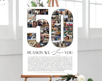 50 Reasons We Love You, Custom Photo Collage, Why I Love You Picture Collage, 50 Year Anniversary, Gift DIGITAL FILES!