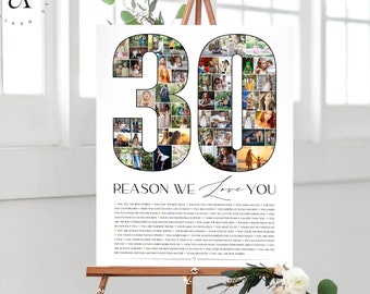 30 Reasons We Love You, Custom Gift, Custom Photo Collage, 30th Anniversary Gift, 30th Birthday Gifts For Men, DIGITAL FILES!