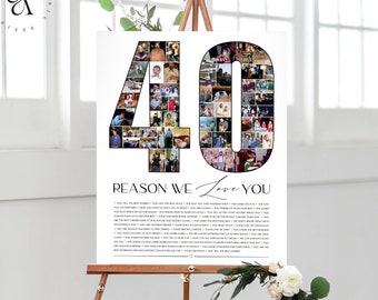 40 Reasons We Love You, 40th Birthday Gift For Women, Gift For Husband, Custom Photo Collage, 40th Anniversary Gift,  DIGITAL FILES!