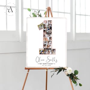 Collage de fotos de 1er cumpleaños, cartel del primer año del bebé con fotos, 1er cumpleaños del bebé, número de collage de fotos personalizado, ARCHIVOS DIGITALES!