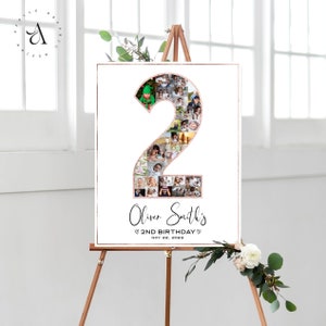 Baby 2nd Birthday Gift, Custom 2nd Birthday Photo Collage, Second Anniversary Gift, Birthday Party Decoration, DIGITAL FILES!