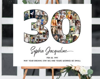 30th Birthday Photo Poster, Number 30 Photo Collage, 30th Anniversary Gift Idea, Custom Picture Collage, Party Decor Idea, DIGITAL FILES!