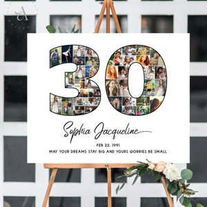 30th Birthday Photo Poster, Number 30 Photo Collage, 30th Anniversary Gift Idea, Custom Picture Collage, Party Decor Idea, DIGITAL FILES!