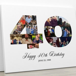40th Birthday Photo Collage, Number 40 Picture Collage, 40th Birthday Gift for Him, Photo Collage Gift for Her, Party Decor, DIGITAL FILES!