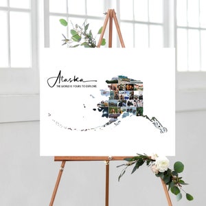Alaska Home State, Kaart Foto Collage Decor, Alaska Kaart Wall Art, Gepersonaliseerde Memory Photo Collage, Foto Cadeau Idee voor Hen, DIGITALE BESTANDEN!