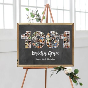 Number 1961 Photo Poster, Birthday Photo Gift Idea for Dad/Mom, 4 Digit Photo Collage, Anniversary Party Decor Idea, DIGITAL FILES!