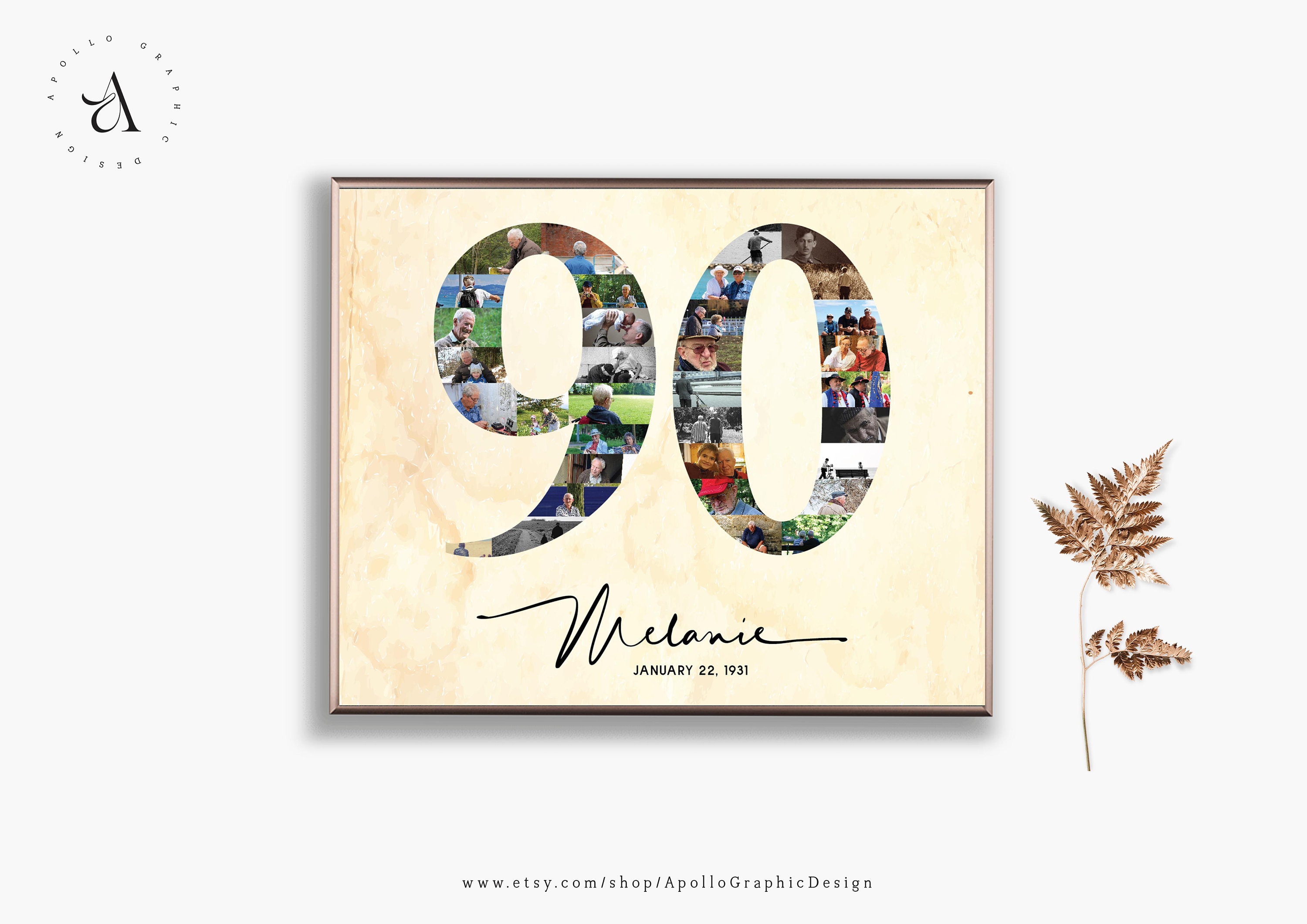 90. Geburtstag Bild Collage Nummer 90 FotoCollage Jahrestag Etsy