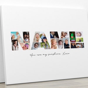 Collage de imágenes con palabras personalizado, póster con fotos y letras personalizado, regalo de collage de cumpleaños, regalo de inauguración de la casa para ellos, idea de regalo para el día de la amistad