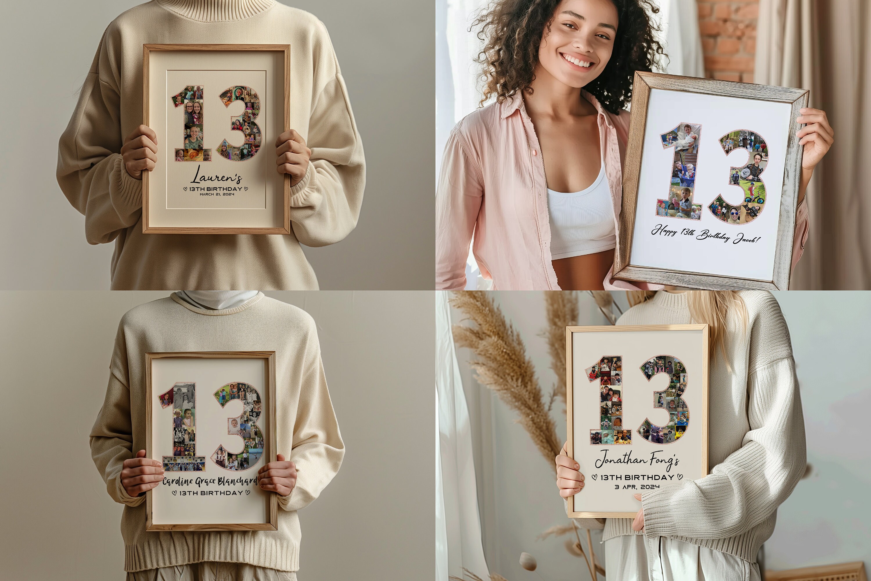 Custom Number 13 Photo Pictures, 13th Birthday Decoration, Anniversary