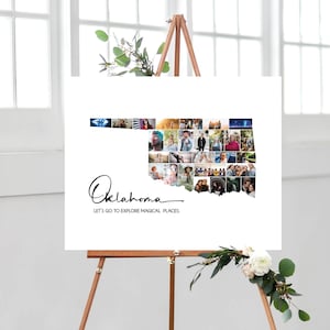 State of Oklahoma Photo Collage, Oklahoma Picture Wall Decor, Gepersonaliseerde Gift Photo Art, Memory Gift Idea voor koppels, DIGITALE BESTANDEN!