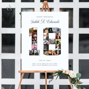 18th Birthday Photo Collage, Number 18 Pictures Collage, Anniversary Photo Gift, Birthday Party Decor Idea, Photo Wall Art, DIGITAL FILES!