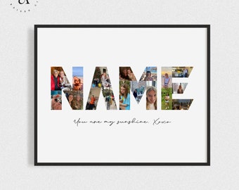 Colagem de fotos com nome personalizado, colagem de imagens de texto personalizadas, presente de aniversário para amigo/família, presente de inauguração para ele/ela, ARQUIVOS DIGITAIS!