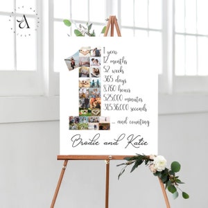 Collage de fotos de 1 año de aniversario, regalo de aniversario para novio o esposo, primer aniversario de aniversario, collage personalizado número 1, ARCHIVOS DIGITALES
