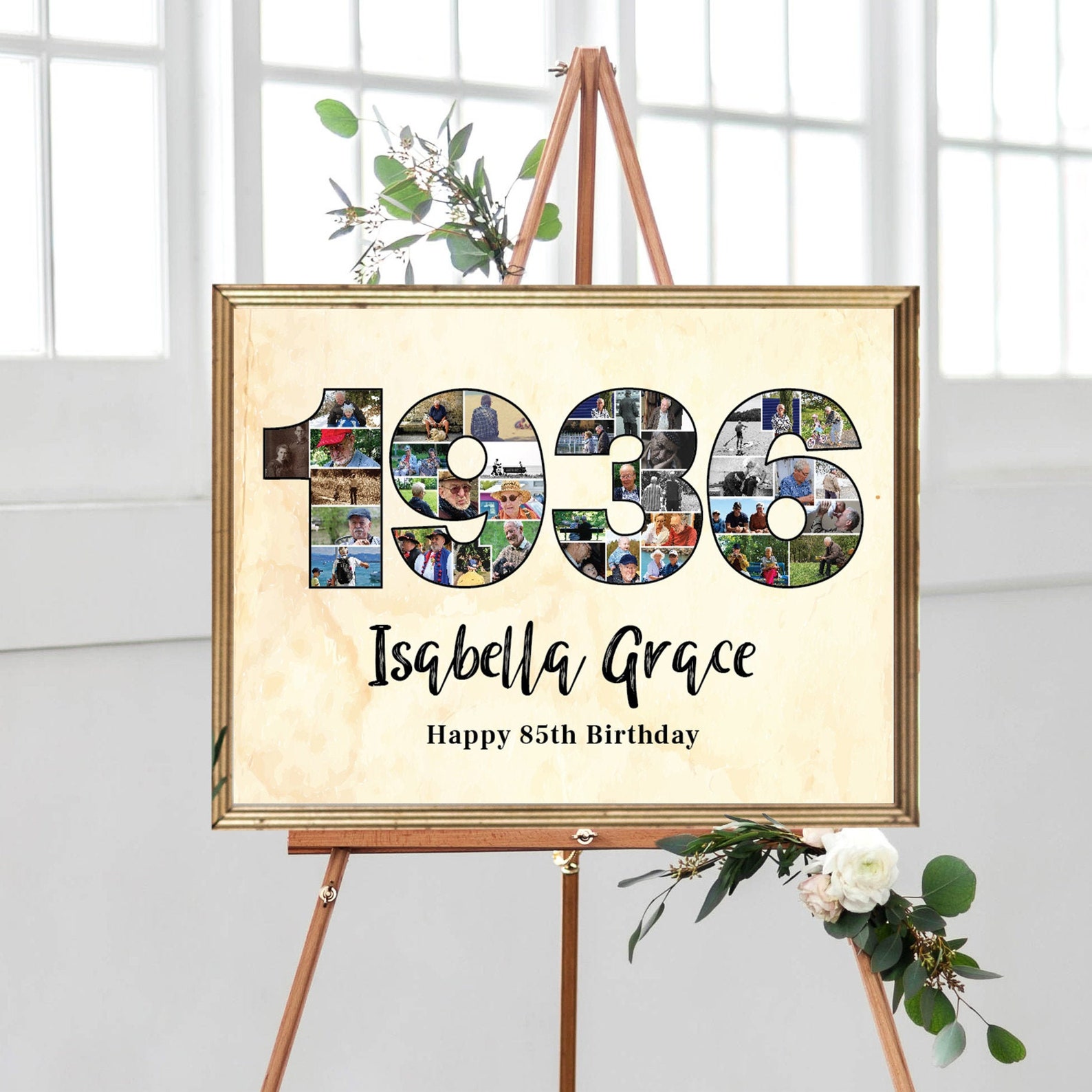 Number 1936 Photo Poster, Anniversary Gift for Parents, Custom 4 Digit ...