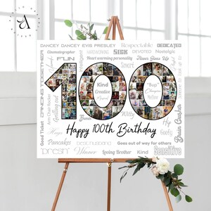 Number 100th 100th Birthday Photo Collage, Number 100 Anniversary Gift, Custom Gift ...