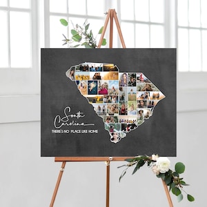 South Carolina Photo Wall Art, South Carolina Map Decor, Gepersonaliseerde Home State Photo Collage, Fotocadeau-ideeën voor haar, DIGITALE BESTANDEN!
