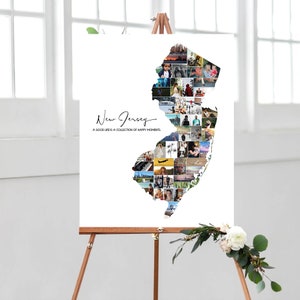 New Jersey kaart fotocollage, New Jersey staat kaart kunst aan de muur, gepersonaliseerde staat fotocollage, foto cadeau voor hen, digitale bestanden!