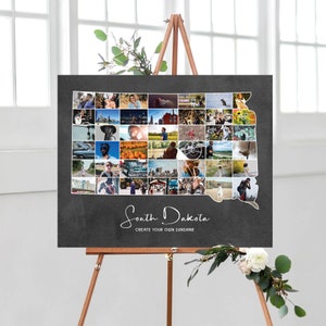 South Dakota FotoCollage, South Dakota Picture Wall Decor, Gepersonaliseerde Foto Gift Art, Memory Gift Idee voor koppels, DIGITALE BESTANDEN!