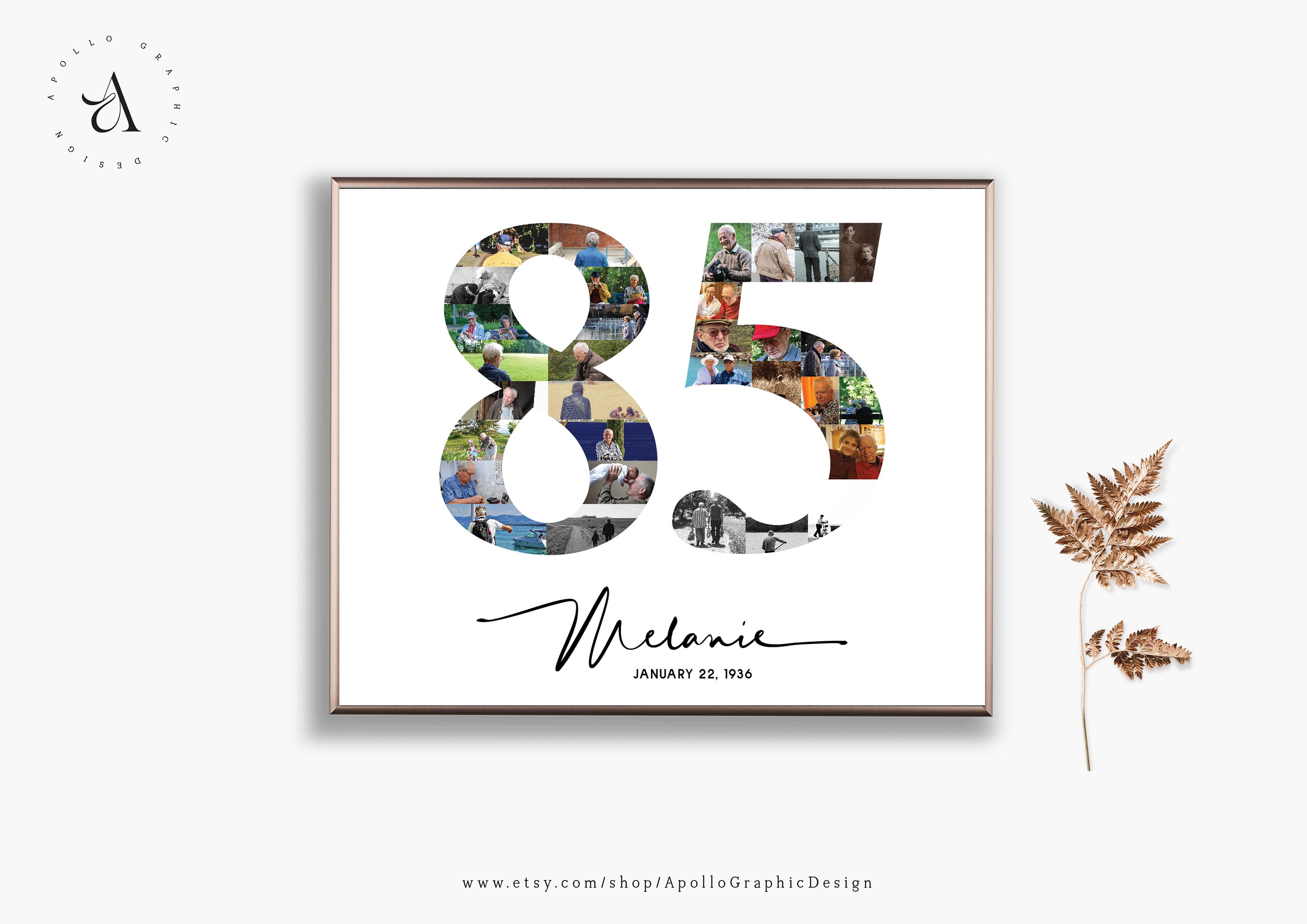 85th Birthday Photo Collage, 85 Collage Gift Idea for Her, 85 Number ...