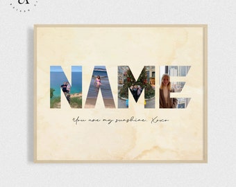 Collage de fotos con nombre personalizado, collage de fotos con texto personalizado, regalo de cumpleaños para un amigo/familiar, regalo de inauguración de la casa para él/ella, ¡ARCHIVOS DIGITALES!