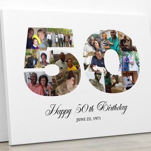 50th Birthday Photo Collage, 50 Picture Collage, 50th Birthday Gift for Her, Photo Gift for Him, 50th Wedding Anniversary Gift, Party Decor