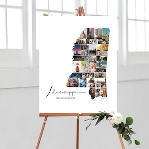 Mississippi Photo Collage Decor, Mississippi State Wall Art, Gepersonaliseerde Memory Photo Collage, Vakantie Foto Cadeau voor hen, DIGITALE BESTANDEN!
