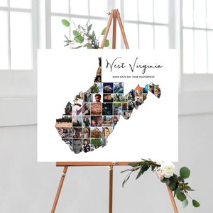 West Virginia Photo Collage, West Virginia Wall Art Decor, gepersonaliseerde Home State Photo Collage, Foto cadeau ideeën voor haar, DIGITALE BESTANDEN!